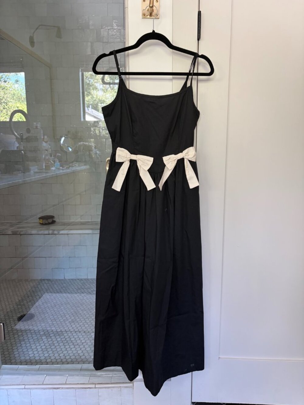 Moon River Black Bow Midi Dress Spaghetti Strap Size S NWT